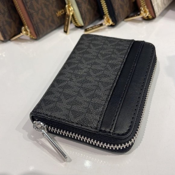 Michael Kors Jet Set Travel Medium Zip Around Card Case Black - Picture 10 of 15